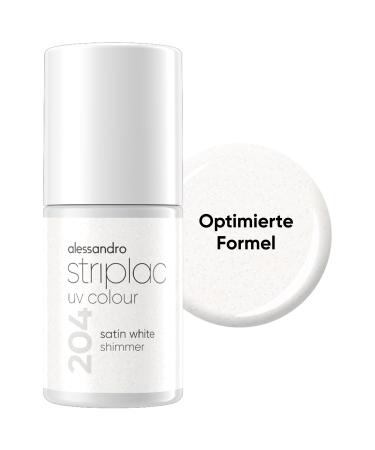 alessandro Striplac Uv Nail Polish Satin White Shimmer opaque and scratch resistant up to 15 days easy to apply gentle removal technology vegan white 65 ml