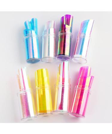 8 Colors Hot Summer Wraps Design Aurora Film Holographic Nail Stickers Ice Cube Glass Paper Nail Foil Sparkly(K02) - Buy Online on GoSupps.com