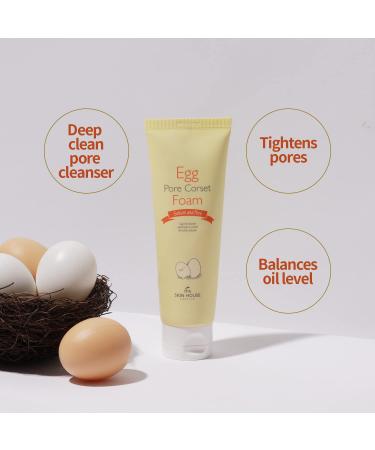 THE SKIN HOUSE Egg Pore Corset Foam 4 fl.oz - Best Oily Skin Cleanser Deep Cleansing & Pore Minimizer | Korean Skin Care with Egg Oil Teatree & Cica - Buy Online on GoSupps.com