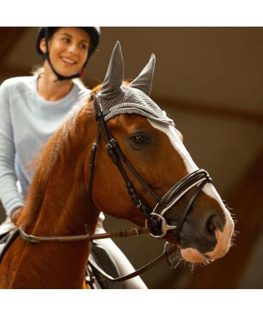 HORZE Grayson Classic Leather Ergonomic Snaffle Dressage Bridle - Black/White Horse - Buy Online on GoSupps.com