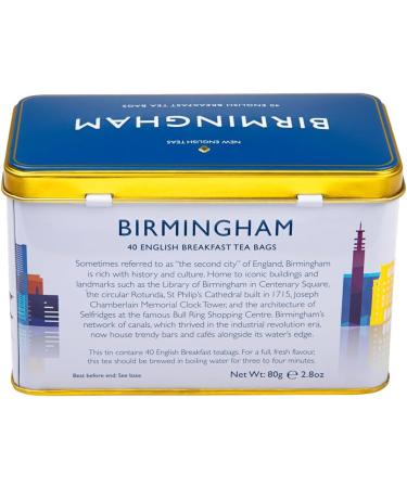 New English Teas Birmingham City Skyline Tea Tin - 40 Breakfast Teabags - 1 Pack - Buy Online on GoSupps.com