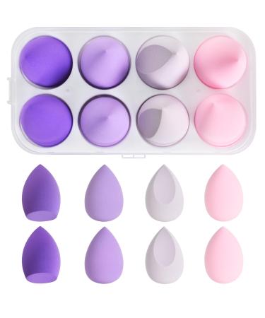 8 pieces of make -up sponge blender foundation blending sponge cosmetic sponge flawless foundation puff oundation blending sponge for liquid cream and powder gift for women (purple)