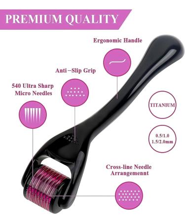 Derma Roller Anti Ageing Men Beard Roller 540 Titanium Micro Needling Roller Microneedling Roller Hair Growth Scalp Roller Derma Kit for Skin Rejuvenation (Derma-Roll-0.5mm) - Buy Online on GoSupps.com