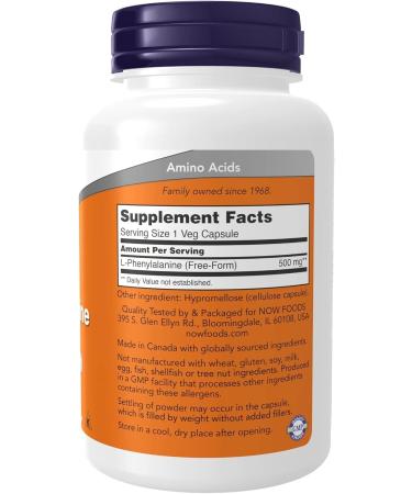 NOW Supplements L-Phenylalanine 500mg Capsules 120 Count - Buy Online on GoSupps.com