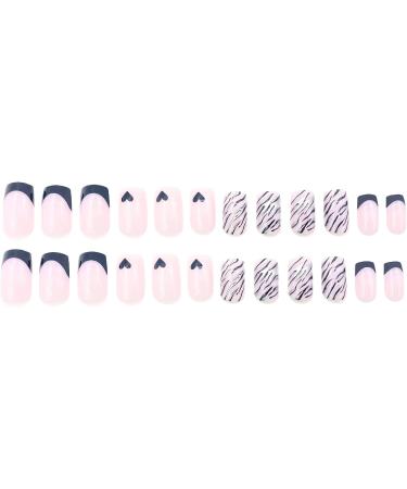 SINLOV Short Square Fake Nails Heart Glossy Press on False Nails Pink Nude Ballerina Artificial Finger Nails French Full Cover False Nails for Women and Girls - Buy Online on GoSupps.com