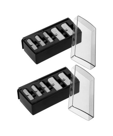 Taille-crayon Sourcils et Eyeliner 5 Trous avec Couvercle Plastique Manuel Compact Noir Lot de 2 Pr cision Longue Pointe Outil Cosm tique pour Crayons de Maquillage