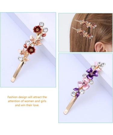 minkissy Rhinestones Flower Hair Pin French Vintage Barrettes Bobby Metal Gold Pin Hair Accessories for Women Girls 6 Color - Buy Online on GoSupps.com