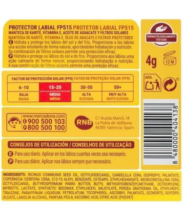 Lip Protector 4g SPF 15 Deliplus. Shea Butter Vitamin E Avocado Oil and Sunscreens. - Buy Online on GoSupps.com