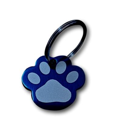 Dog brand made of stainless steel in paw shape with engraving - animal brand dog cat puppy 3 sizes 6 colors (m 31.5mm x 29mm blue) m 31.5mm x 29mm blue