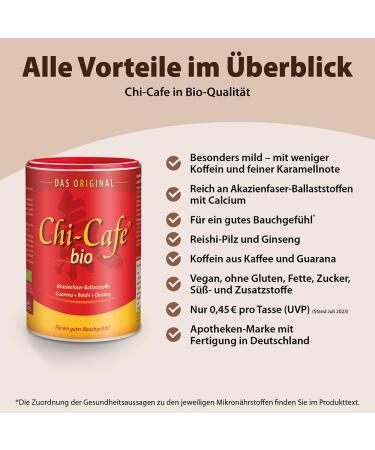 Chi-Cafe Bio Wellness Coffee Powder 400g - Digestive Support with Acacia Fiber Reishi Ginseng & Guarana - Vegan Creamy Caramel Flavor - 66 Cups - Buy Online on GoSupps.com