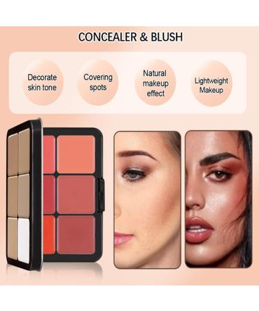 Palette de 12 couleurs d'anticernes et de fards joues longue tenue r sistante aux bavures estompable 2 en 1 fards joues en cr me au fini mat Palette de maquillage pour le visage (#01) #12-1 - Buy Online on GoSupps.com