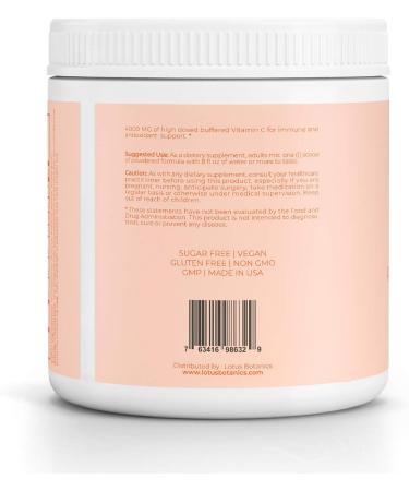 Lotus Botanics 4,000MG Vitamin C Peach Lemonade Powder | 275g (9.7oz) Buffered Formula | Immune Booster & Antioxidant - Buy Online on GoSupps.com