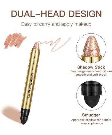Eyeshadow Stick 2 in 1 Glitter Eyeshadow Pencil Waterproof Long-lasting Eyeshadow Brightener Smooth Shimmer Stick with Soft Brush for Eye Makeup (#06) - Buy Online on GoSupps.com