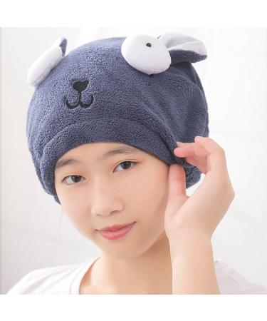 2-Piece Dark Blue Microfiber Hair Towel Set | Quick Drying Soft Hair Turban & Bathing Hat | Absorbent Hair Dryer Cloth for Fast Drying - Buy Online on GoSupps.com