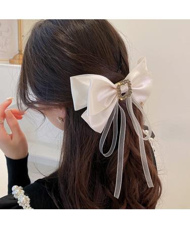 Jumwrit Large Bow Rhinestone Hair Clip Barrette - Off White Vintage Hair Accessory for Women and Girls - Buy Online on GoSupps.com