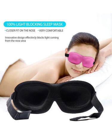 Upgraded 3D Contoured 100% Blackout Eye Mask for Sleeping | Lightweight & Comfortable with PU Ear Plugs | Adjustable Strap | Extra Soft Eye Shades for Women, Men, Travel, Naps - Pink & Grey - Buy Online on GoSupps.com