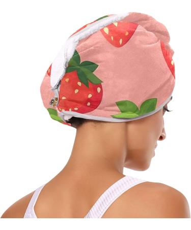 Strawberry Pattern Hair Towel 2 Pack - Super Absorbent Quick Dry Hair Turbans for Women & Girls - Buy Online on GoSupps.com