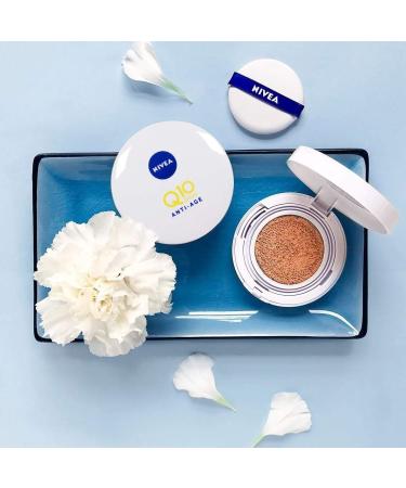 NIVEA Q10 3EN1 Cushion Tono Medio 15ml - Perfeccionador Facial Hidratante Anti-Aging con Protector Solar - Piel Uniforme y Natural - Buy Online on GoSupps.com