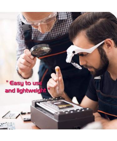 Petiarkit Headband Magnifier with LED Light Head Mounted Magnifying Glasses for Close Work 5 Clear Magnifying Lenses - Buy Online on GoSupps.com