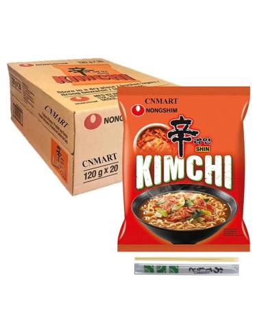 Nong Shim Kimchi Ramyun Instant Noodle Soup Halal 120g (Pack of 20) Include Extra Bonus 20 Packs Samyang Carbonara Noodle 130g