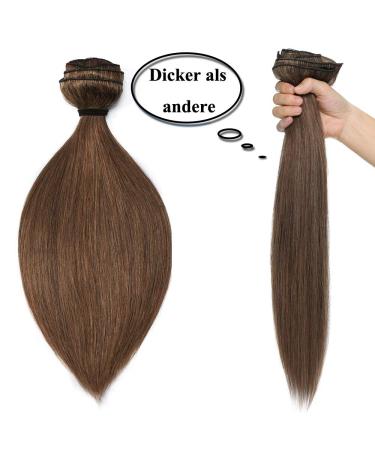 Premium Remy Clip-In Hair Extensions - 55cm Brown #030 Chestnut - 160g Real Hair Tresses for Long Smooth Styles - Buy Online on GoSupps.com