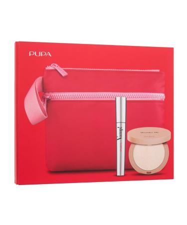 Pupa Milano Mascara Vamp 100 Extra Black 9 ml and compact highlighter face 75 g