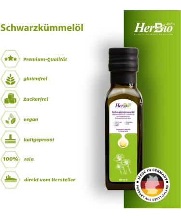 Herbbio Black Cumin Oil 100ml - Cold-Pressed 100% Natural Black Seed Oil for Raw Food Quality - Fresh Daily from Herbbio - Buy Online on GoSupps.com