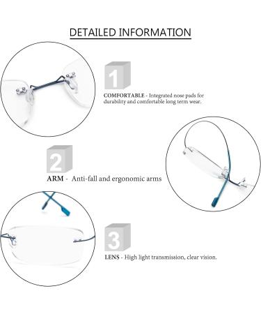 Rimless Titanium Reading Glasses for Men & Women - Super Light +2.0 - Shop Internationally! - Buy Online on GoSupps.com