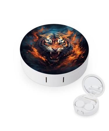 Tiger Contact Lens Case with Mirror Portable Cute Eye Contact Lens Box Travel Kit