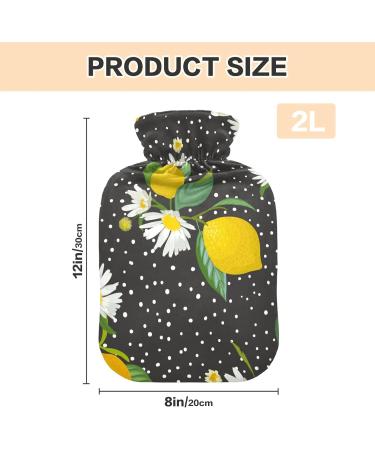 Mnsruu Daisy Lemons Hot Water Bottle - 2L with Soft Cover | Ideal Gift for Women & Kids | Perfect for Christmas - Shop Internationally! - Buy Online on GoSupps.com