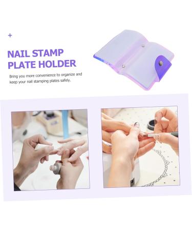 Housoutil Nail Art Card Holder Nail Template Organzier Nail Art Plate Bag Rectangular Nail Shell Stamp Template Holder Nail Art Stamp Plate Holder Nail Stamp Bracket As Manicure Purple 19x14.5cm Purple - Buy Online on GoSupps.com