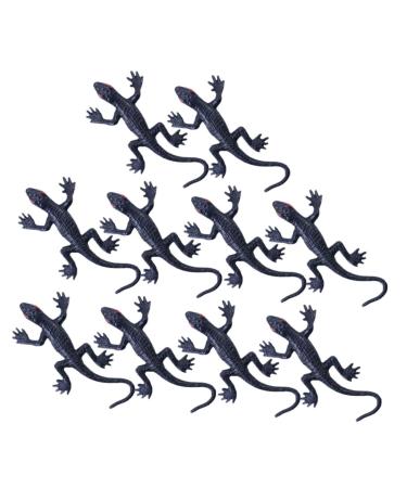 Ibasenice toys 10st Halloween-Simulation Gecko Gift toys Gecko-Modell Creepy Halloween Requisite Halloween-Gecko soft rubber accessories reptile toys black 2.8x5.5cm