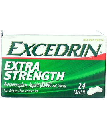 Excedrin Extra Strength Caplets 24 Count (Pack of 6) 144 Count Total