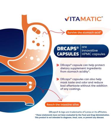 Vitamatic Clostridium butyricum 25 Million - Gut Health - 60 DR Capsules (Delayed Released) - Made with Prebiotic Inulin Fiber - Buy Online on GoSupps.com