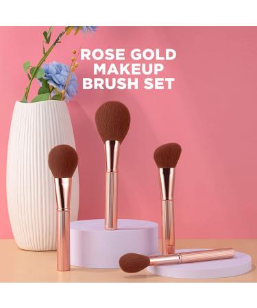 Anmor Premium Rose Gold Powder Brush #8113-01 | Fluffy Soft Bronzer Brush for Professional Even Application - Aluminum Tube Handle, Nano-Fiber Bristles - Buy Online on GoSupps.com