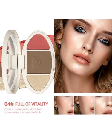 Go Ho 3-In-1 Contour Highlighter Blush Palette - Silky Smooth Pressed Powder for Face Sculpting and Daily Makeup - Buy Online on GoSupps.com