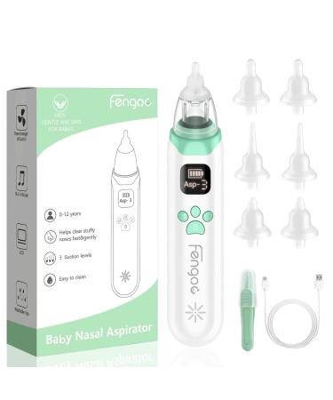 Fengoo Baby Nasal Aspirator,Baby Nose Sucker,Baby Nose Cleaner,Nasal Aspirator for Baby, with Pause & Music & Light Soothing Function,Safe Hygienic and Quick Battery Operated Nose Cleaner Small