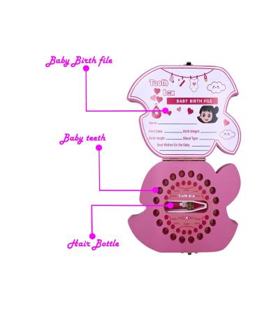 Baby Girl Tooth Fairy Keepsake Box - Wooden Organizer for Girls | Pink Standard Tooth Holder for Kids Gifts - Buy Online on GoSupps.com