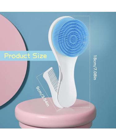 Silicone Baby Hair Brush & Comb Set with Mirror - 3 in 1 Grooming Kit for Newborns, Toddlers, Infants - Super Soft - Blue - Buy Online on GoSupps.com