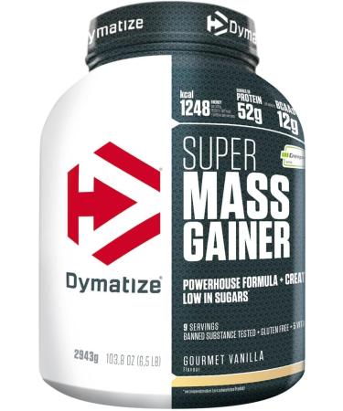 Dymatize Super Mass Gainer Gourmet Vanilla 2943G - Weight Gainer Powder + Carbohydrates BCAAS and CASEIN VANILLE 9 POSTIONS (1 SPACE)