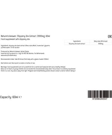  Nature's Answer Nature's Answer Slippery Elm Extract 2000 mg 60 ml vegan lab tested gluten-free soy-free vegan non-GMO - Buy Online on GoSupps.com