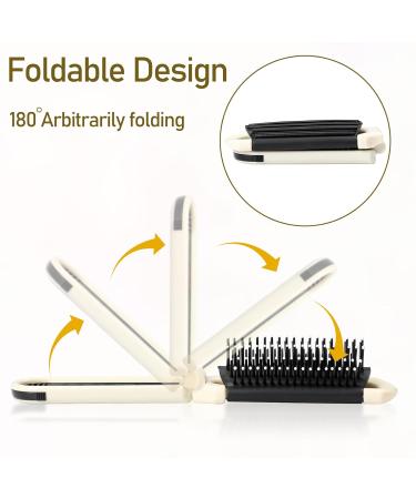 Buy Foldable Hairbrush with Mirror - Portable Mini Pocket Hair Styling Comb for Men Women & Girls | Travel-Friendly Hair Massage Brush in White - Buy Online on GoSupps.com