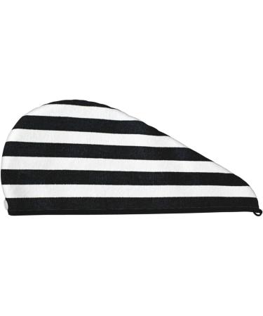 Black & White Stripes Microfiber Hair Towel | Super Absorbent Coral Velvet Wrap for Women | Quick Dry Cap for Long Curly & Thick Hair - Buy Online on GoSupps.com