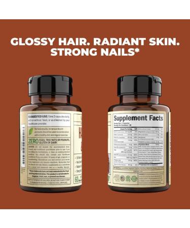 Biotin Hair Skin & Nails Vitamin Supplement for Women & Men - 16 Vitamins Formula with Vitamin C for Collagen Support - Boost Hair Growth, Radiant Skin & Strong Nails - 60 Capsules, Made in USA - Buy Online on GoSupps.com