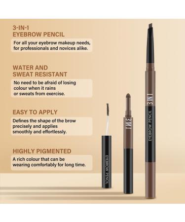 Boobeen 3-in-1 Eyebrow Pencil - Micro Definer Long Lasting & Waterproof Eyebrow Makeup with Cream & Powder - Perfect for Flawless Brows - Buy Online on GoSupps.com