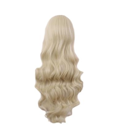 MapofBeauty 32 Fashion Long Curly Golden Anime Wig with Side Bangs - Cosplay Costume Accessory - Buy Online on GoSupps.com