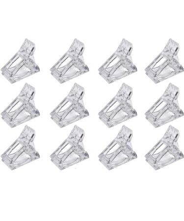 LOUIKAY 12 pieces nail tool clip transparent nail tips clip polygel nail clip for nail extension (3.5 cm 2.8 cm)