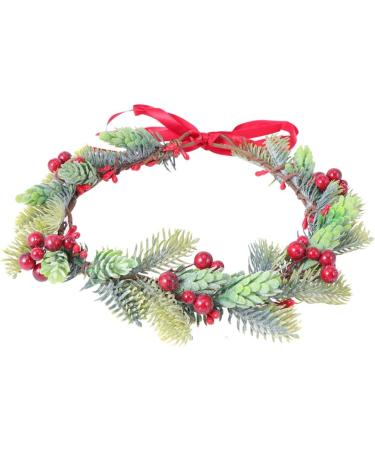 Minkissy Flower Hairband Floral Hair Garland Flower Crown with Holly Berry Leaves Christmas Hair Accessories for Lady Woman Girls - Buy Online on GoSupps.com