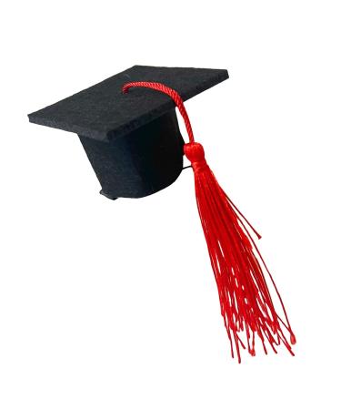Fukamou Graduation Hat Hair Clip Doctoral Hat Headband - 3D Graduation Hat Hairpins Dress up Photo Decoration Supplies for Graduation Red