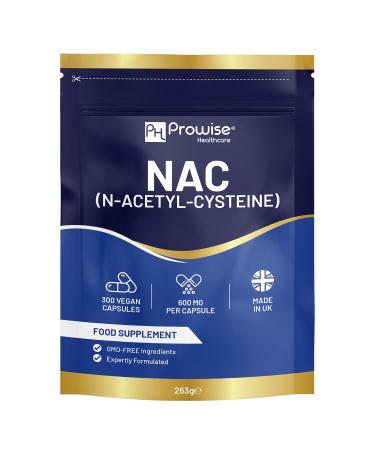 NAC N-Acetyl-Cysteine 600mg | 300 Capsules | Vegan N-Acetyl-Cysteine Nutritional Supplements | High Bioavailability & Letter Box Friendly | UK Manufactured by Prowise Healthcare